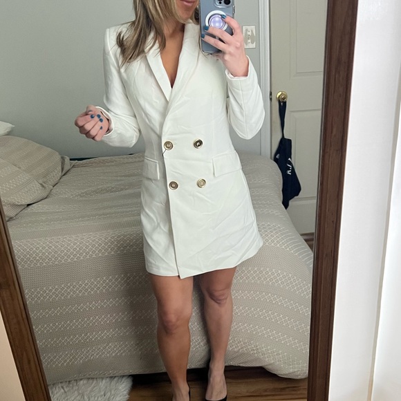 New Zara DOUBLE BREASTED LONG BLAZER xs blogger dress - Picture 2 of 3